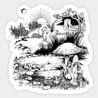 Fantasy Landscape Drawing Sticker